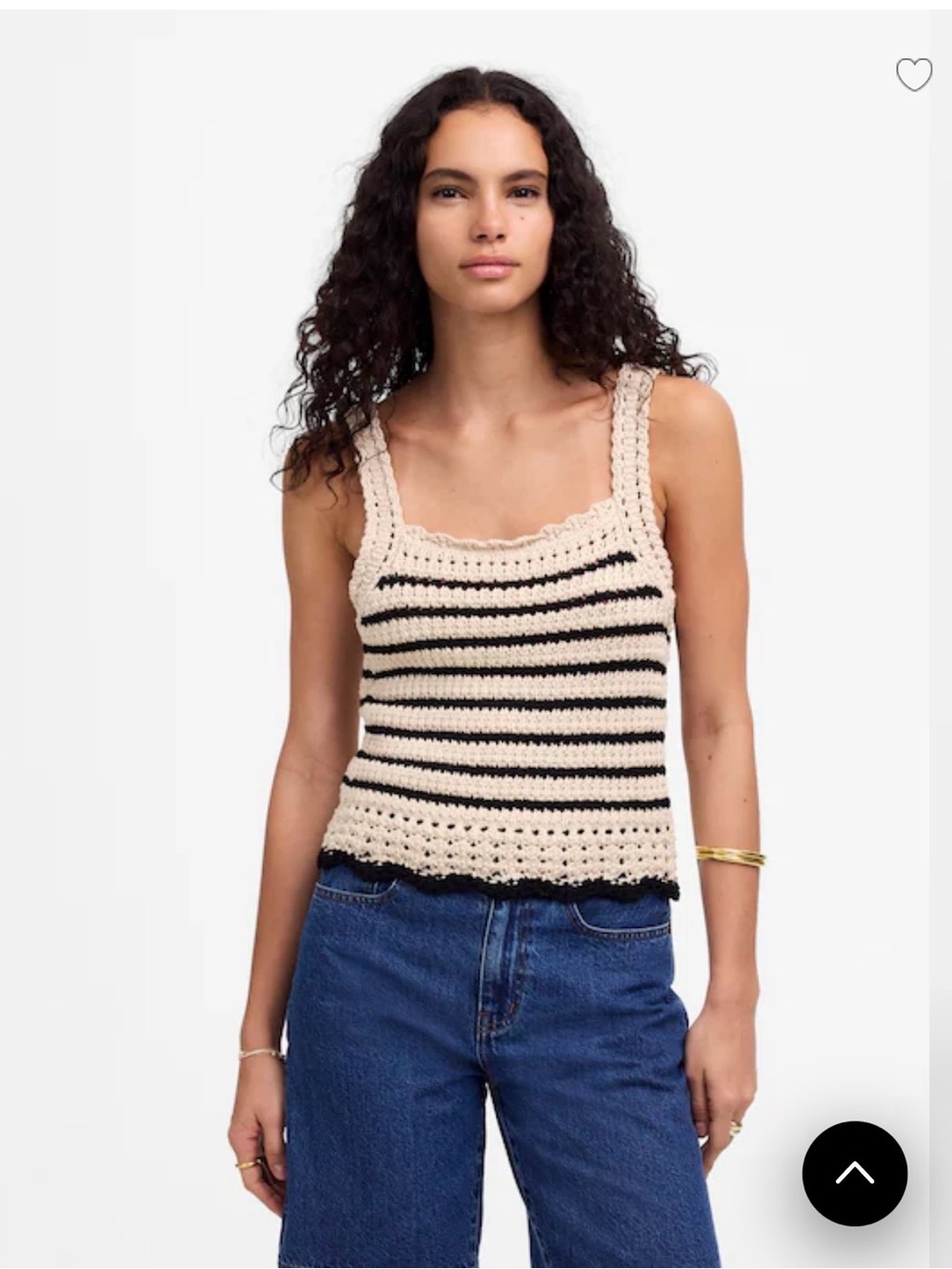 Madewell Striped Crochet Knit Tank Top - Cream & Black- small